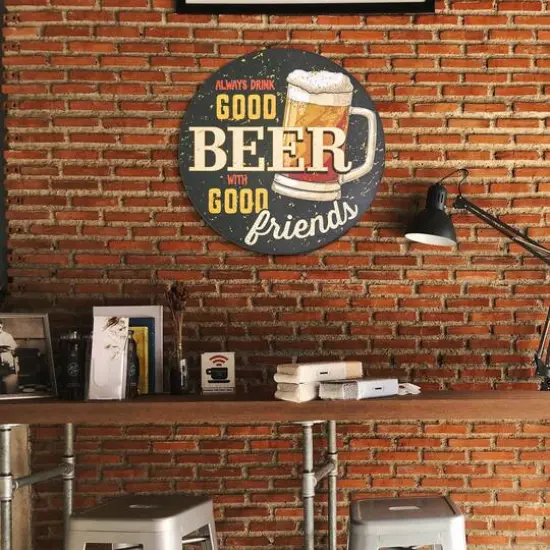 American Art Decor Good Beer, Good Friends Round MDF Wall Plaque - 20" x 20" x 0.35" {3}