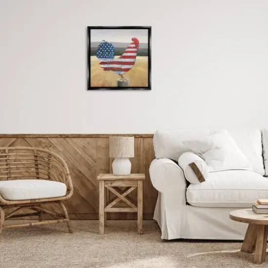 Stupell Industries American Flag Rooster Floater Framed Art Black {3}