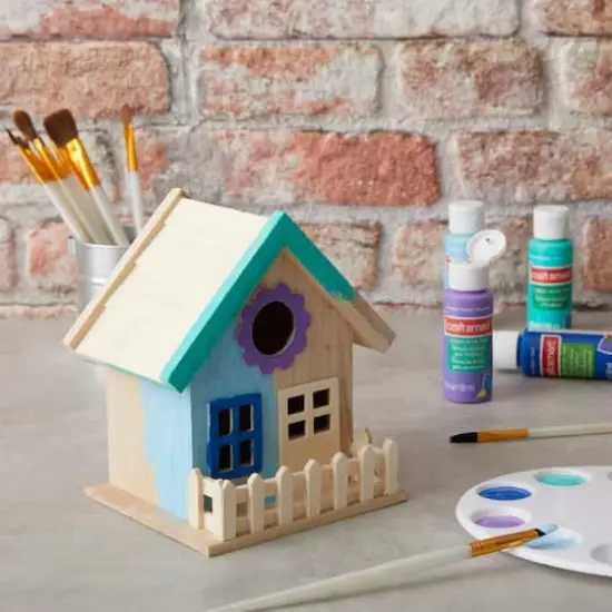 7" Wood Birdhouse with Fence by Make Market&reg; {3}