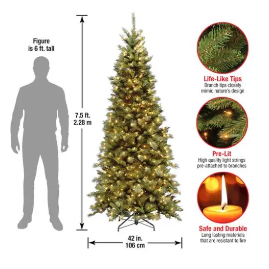 7.5 ft. Pre-lit Tiffany Fir Slim Artificial Christmas Tree, Clear Lights {7}