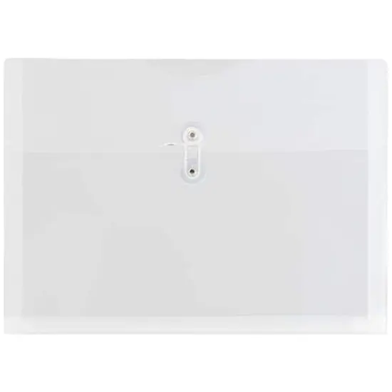 JAM Paper Letter Booklet Plastic Envelopes with Button & String Tie Closure, 12ct. Clear {1}