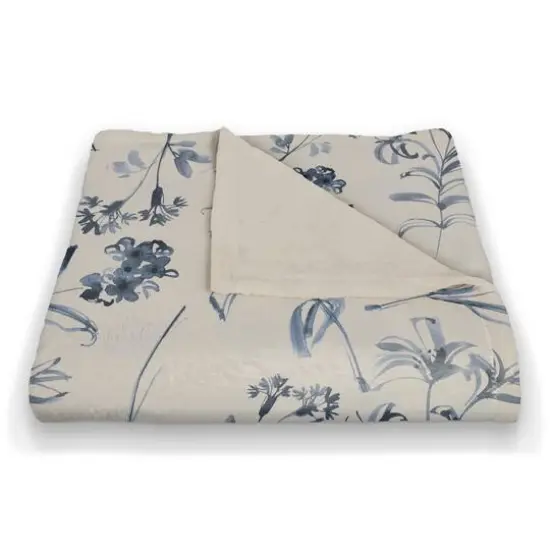 Blue Floral Pattern 50" x 60" Coral Fleece Blanket {3}