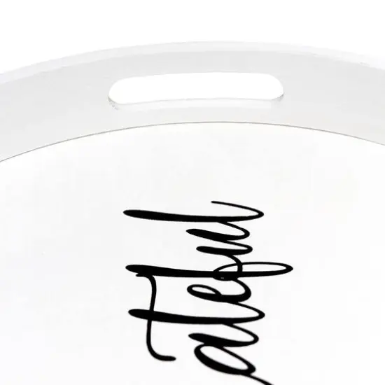 Elegant Designs™ 13.8" Round White Wash Grateful Serving Tray with Handles {7}