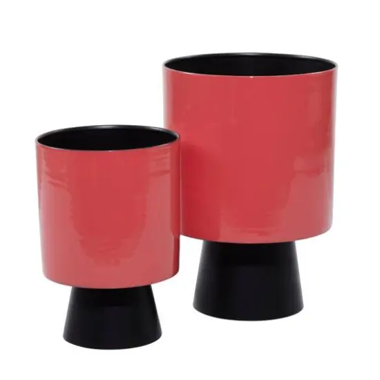 Red & Black Metal Modern Planter Set {6}