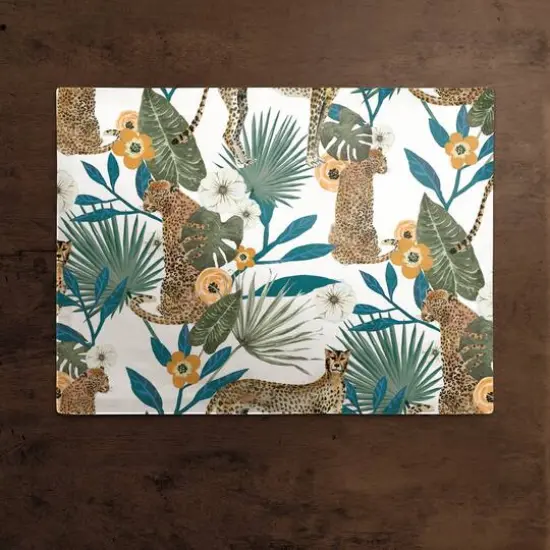 Tropical Cheetah Cotton Twill Placemat White {3}
