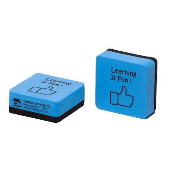 Charles Leonard Blue & Black Learning is Fun Mini Whiteboard Eraser, 3 Packs of 15 {3}