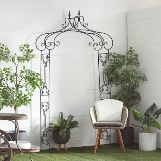 8ft. Black Iron Traditional Garden Archway Arbor {5}