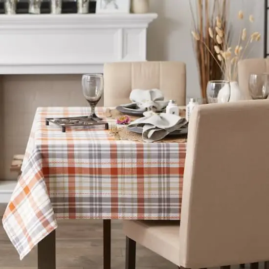 DII&reg; 120" Autumn Afternoon Plaid Tablecloth {5}