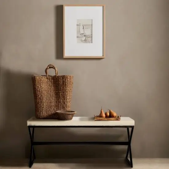 Household Essentials Harper 46.5" Metal & Boucle Bench Cream {3}