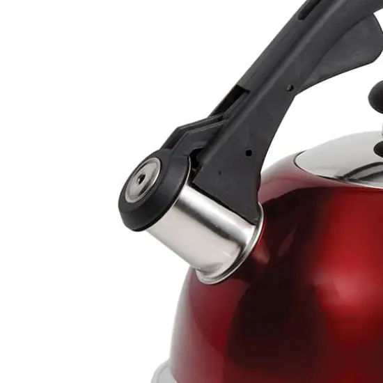 Mr. Coffee Claredale 1.7qt. Red Stainless Steel Whistling Tea Kettle with Nylon Handle {3}