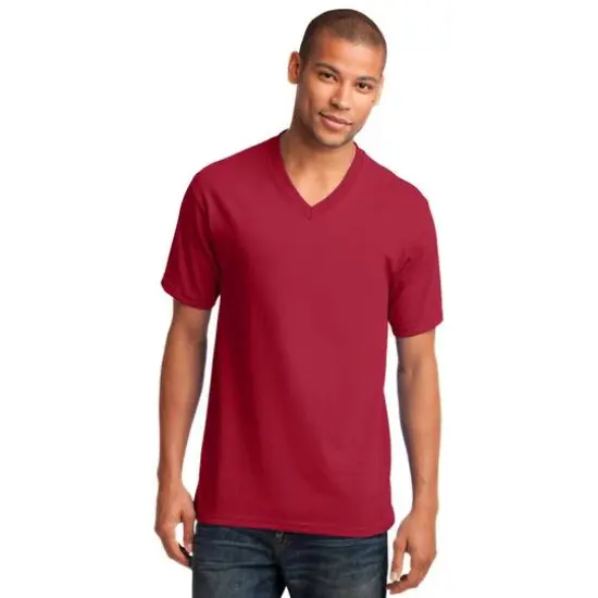 Port & Company&reg; Men's Core Cotton V-Neck T-Shirt Red {4}