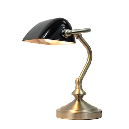 Simple Designs 9" Traditional Banker's Lamp with Glass Shade Black {3}