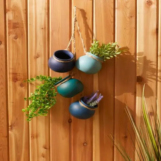 23" Garden Dangling Mini Pots Blue {7}