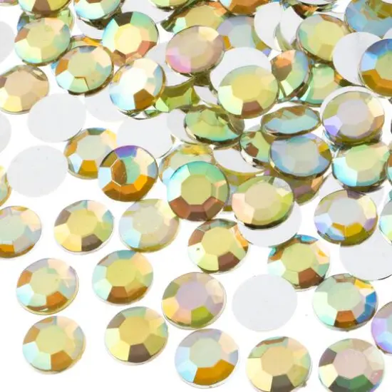 John Bead 12mm Acrylic Round Flat Back Rhinestones, 400ct. Yellow AB {1}