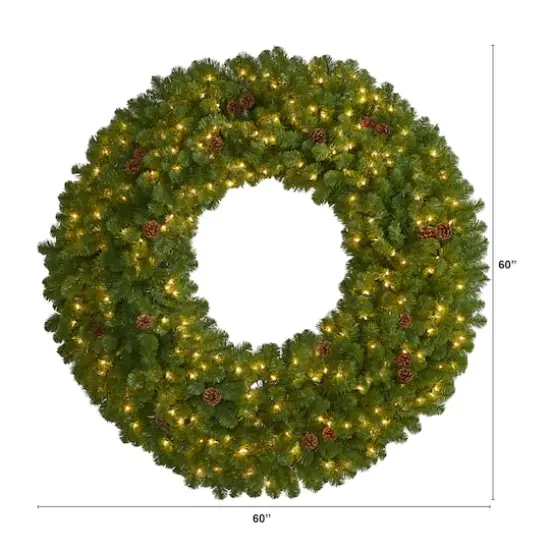 5ft. Pre-Lit Pine & Pinecone Artificial Christmas Wreath {5}