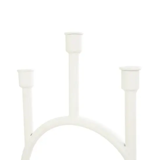 Black & White Metal Abstract Circular Ring Candle Holder with Wooden Cone Bases Set {9}