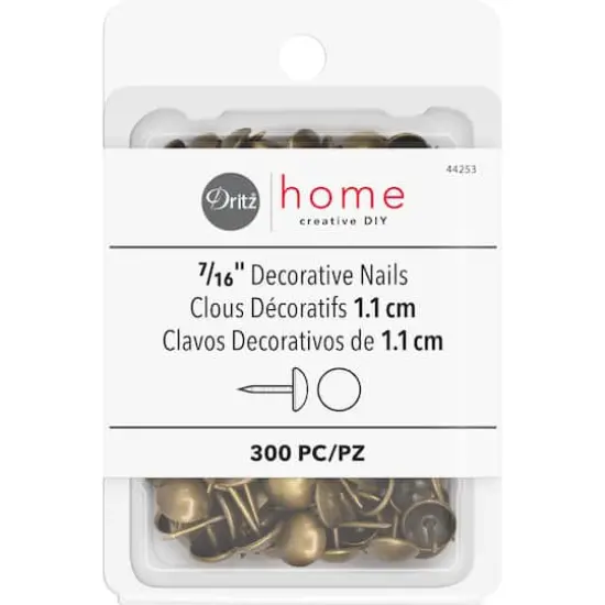 Dritz&reg; Home 7/16" Antique Brass Smooth Decorative Nails, 300ct. {1}