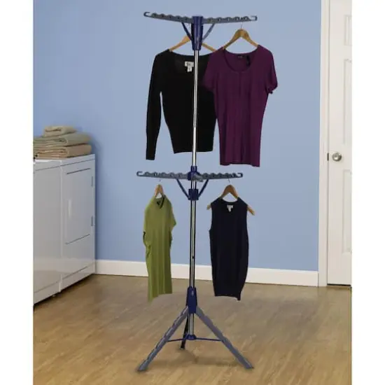 Household Essentials 2-Tier Tripod Clothes Drying Rack Blue {5}