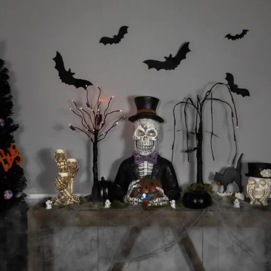 23.5" LED Skeleton with Jack-O-Lantern Halloween Decoration {7}