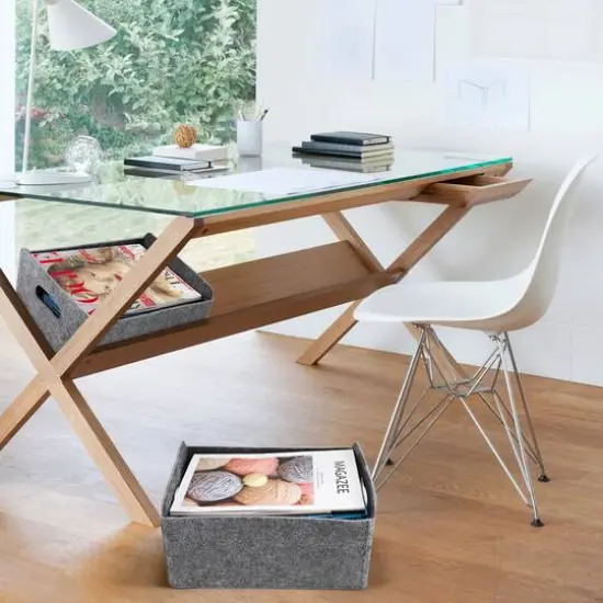 Welaxy Felt 3 Piece Collapsible Storage Bins Gray {7}