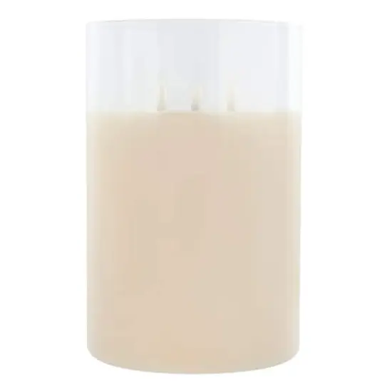 9" LED 3-Wick Flickering Glass & Wax Candle by Ashland® Ivory {1}