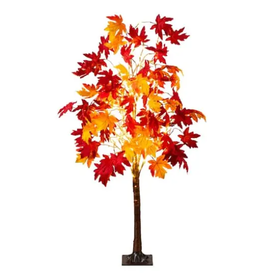 5ft. Pre-Lit Autumn Weeping Maple Artificial Fall Tree with 240 Warm White LED Lights {1}