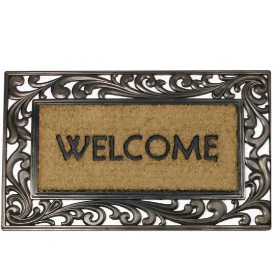 Scroll Welcome Coir Doormat {1}