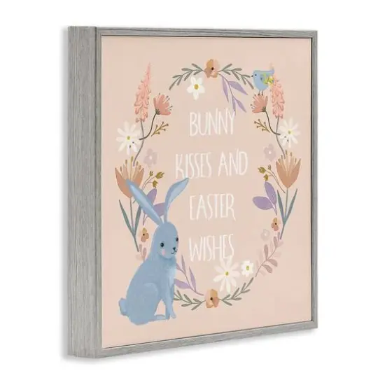 Stupell Industries Bunny Kisses Easter Wishes Framed Giclee Art Gray {4}