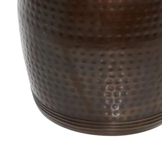 Brown Iron & Marble Industrial Accent Table {4}