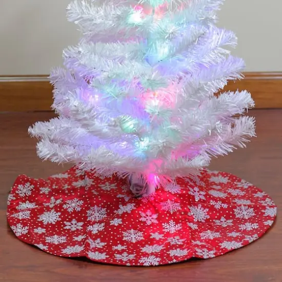 20" Red & White Snowflakes with Silver Glitter Mini Tree Skirt {4}