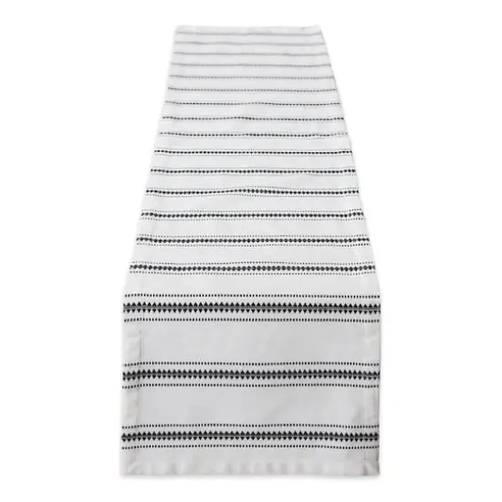 DII&reg; 108" Black Zig Dobby Stripe Table Runner {1}