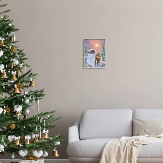 Stupell Industries Holiday Horses Winter Scene Framed Giclee Art Gray {3}