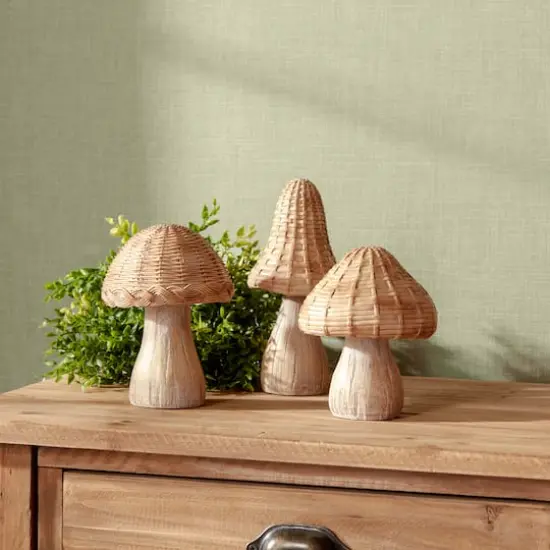 Wicker Mushroom D&eacute;cor Set {3}