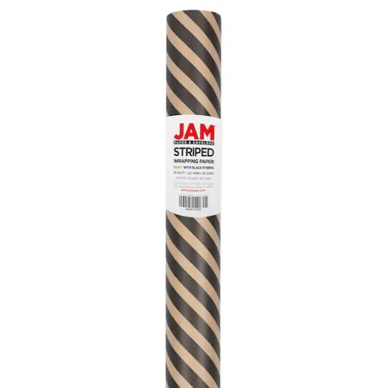 JAM Paper Striped Gift Wrap Brown Kraft and Black {6}