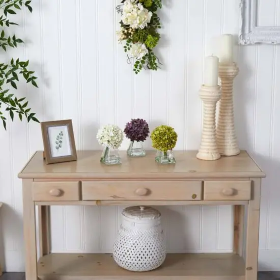 Green, Purple & White Hydrangea with Vase, 3ct. {9}