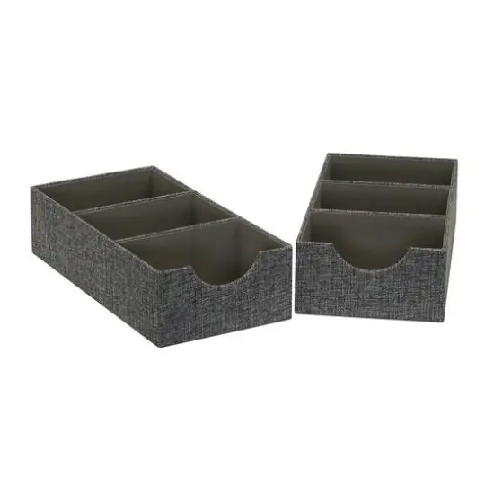 Household Essentials 3-Compartment Drawer Organizers, 2ct. Gray {1}