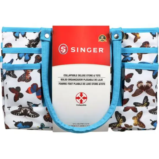 SINGER&reg; Butterfly Print Collapsible Sewing Storage Tote Caddy {3}