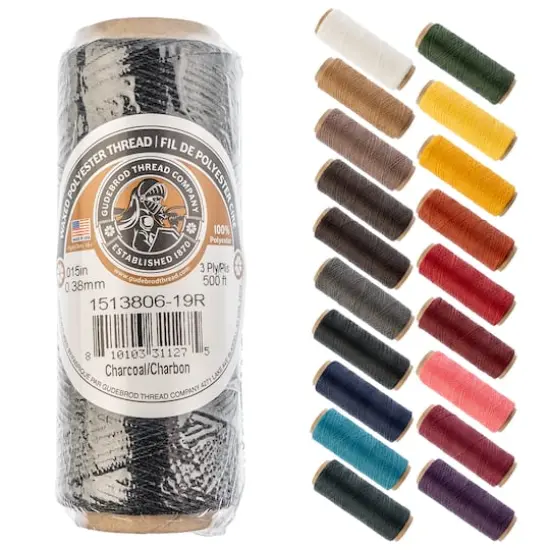 Gudebrod 0.015" 3 Ply Waxed Thread, 500ft. Charcoal {1}