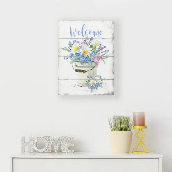 16" Spring Floral Welcome Wall Sign {3}
