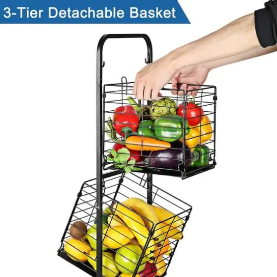 NEX&trade; Black 3-Tier Fruit Basket Stand {5}