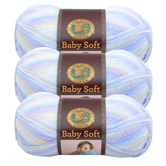 3 Pack Lion Brand&reg; Baby Soft&reg; Variegates Yarn White Pompadour {2}