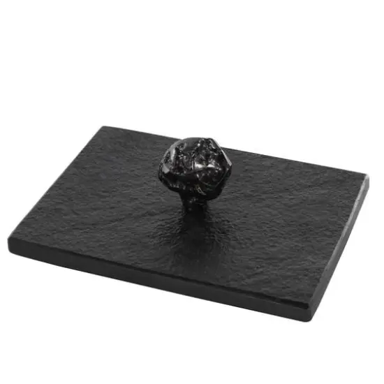 Black Textured Decorative Box Set with Knobs {9}