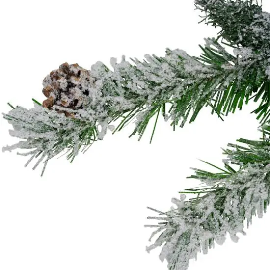 22" Unlit Snowy Flocked Angel Pine with Pine Cones Christmas Teardrop Swag {3}