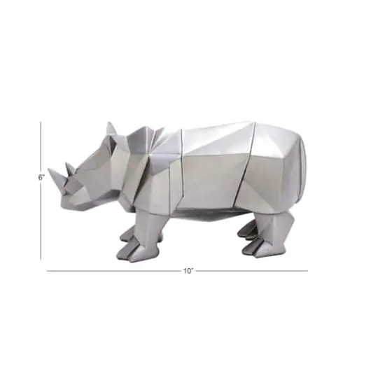 CosmoLiving by Cosmopolitan 10" Silver Polystone Rhino Sculpture {8}