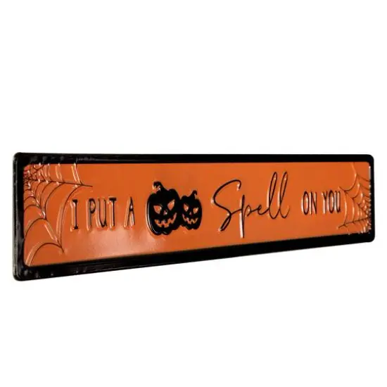 20" Orange & Black "I Put a Spell on You" Halloween Wall Sign {4}