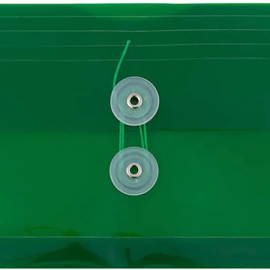 JAM Paper 5.25" x 10" Plastic #10 Business Envelope with Button and String Closure, 24ct. Green {4}
