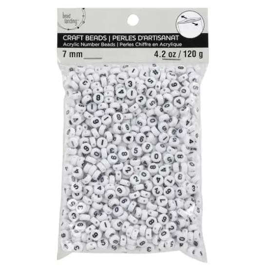 White & Black Number Acrylic Circle Craft Beads, 7mm by Bead Landing™ {4}