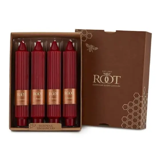 Root Candles 7" Unscented Grecian Collenette Taper Candles, 4ct. Garnet {1}