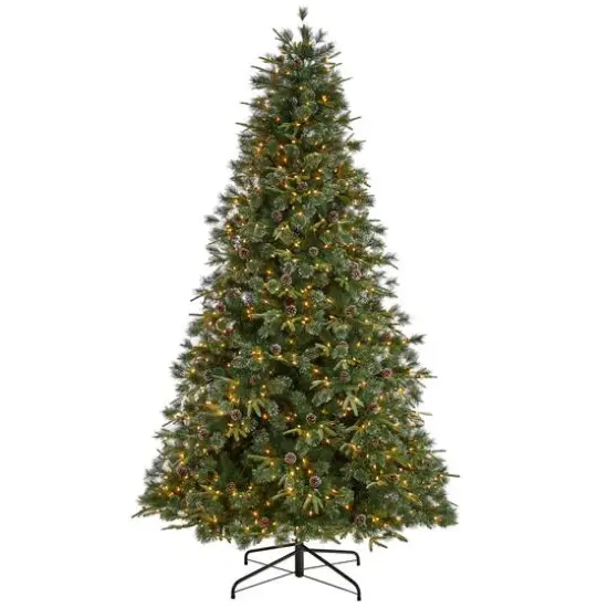 9ft. Pre-Lit Snow Tipped Clermont Mixed Pine Artificial Christmas Tree, Clear Lights {1}