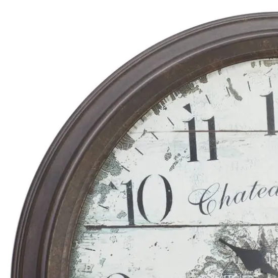 Brown Vintage Metal Wall Clock {5}